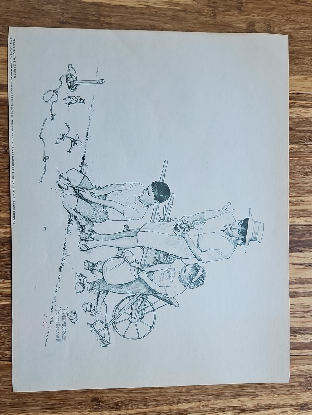 Norman Rockwell Black & White Family Farm Illustration